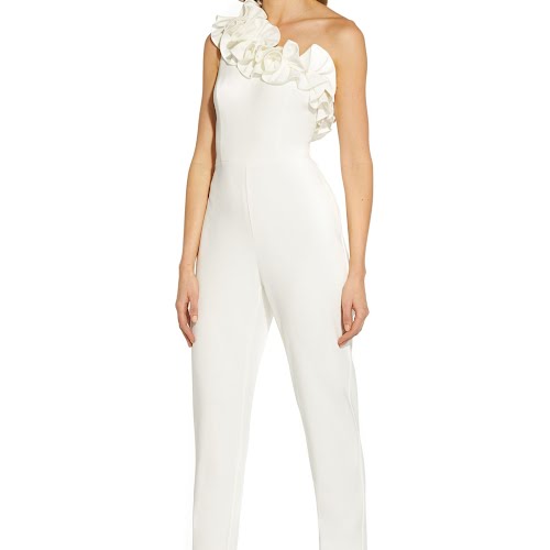 Adrianna Papell White Knit Crepe Ruffle Jumpsuit, €133, Next