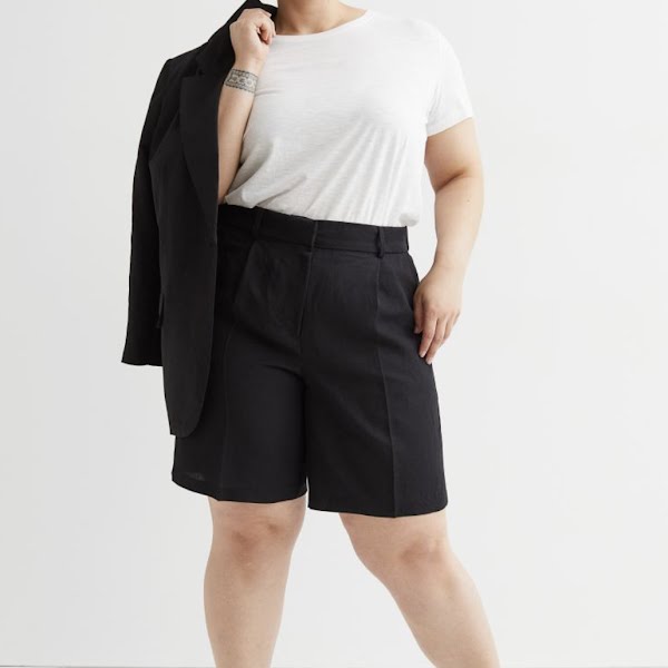 H&M+ Linen-blend Bermuda shorts, €14, H&M