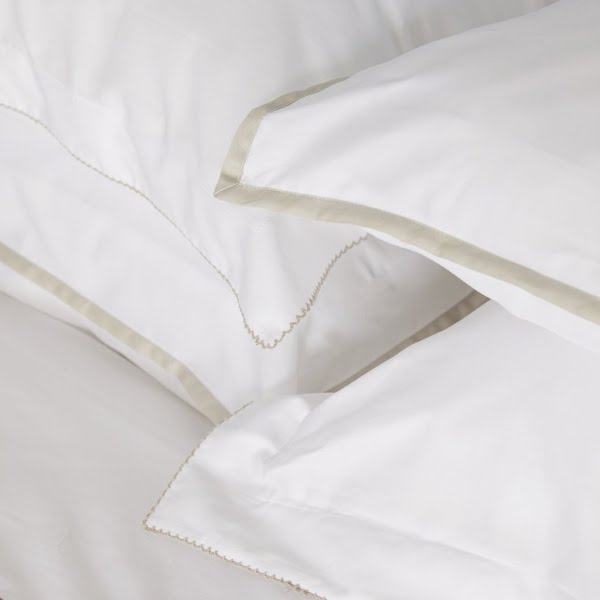 White/Nacre Stitch Oxford pillowcase, €29, Foxford
