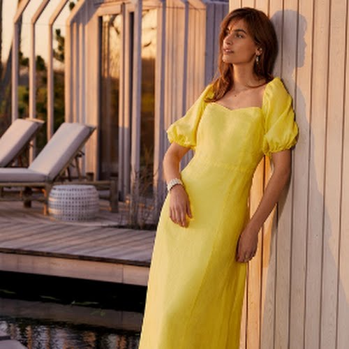Next Mint Velvet Yellow Puff Sleeve Linen Dress, €164