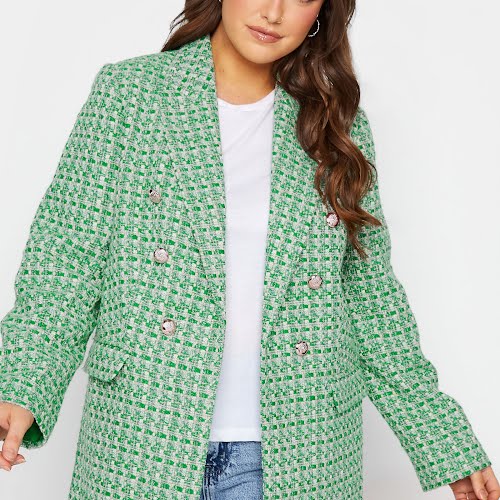 Green Check Boucle Blazer, €68, Yours Clothing