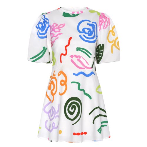Ria White Sketchy Floral Mini Dress, €350