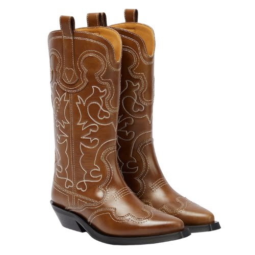 Ganni Embroidered Leather Cowboy Boots, €575, My Theresa