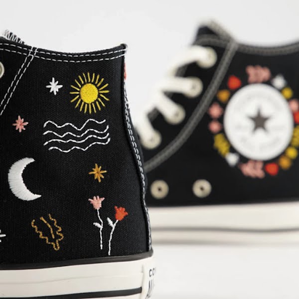 Converse black embroidered trainers, €81