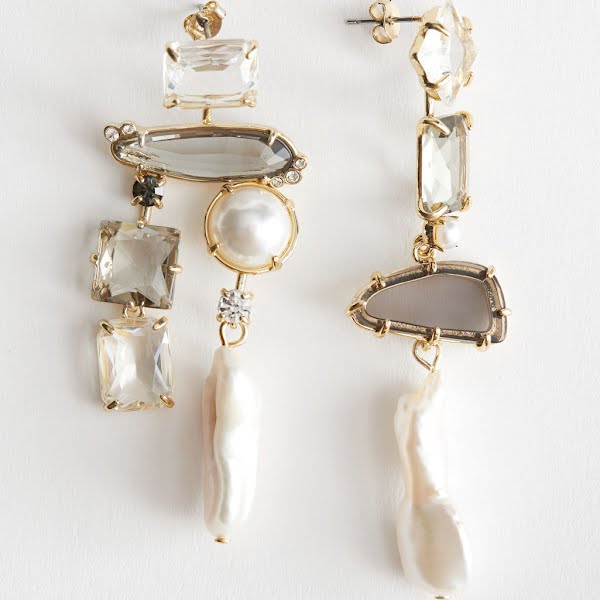 Rhinestone Pearl Hanging Earrings, €39, & Other Stories