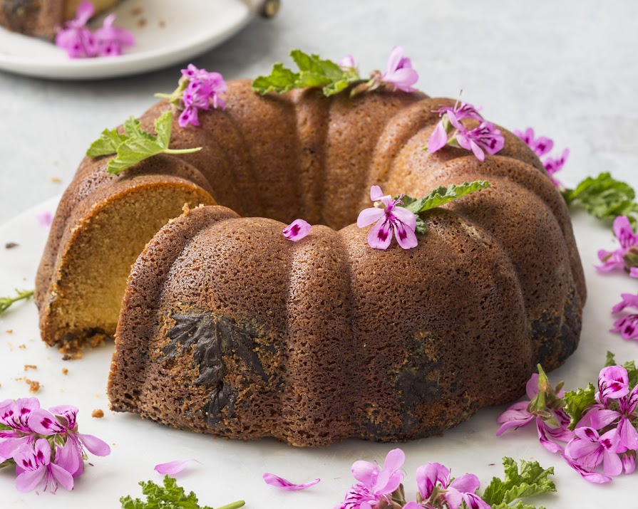 Pretty, simple and tasty: rose geranium leaf pound cake