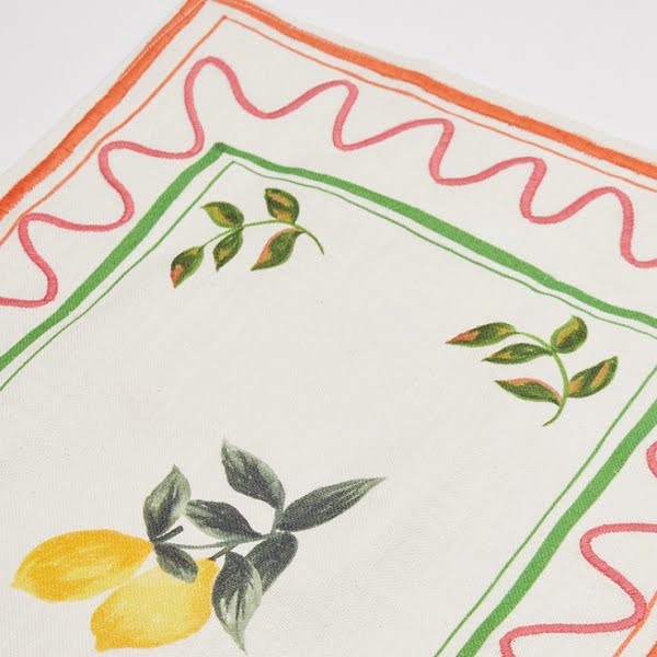 Lemon Embroidered Tea Towel, €12, Oliver Bonas