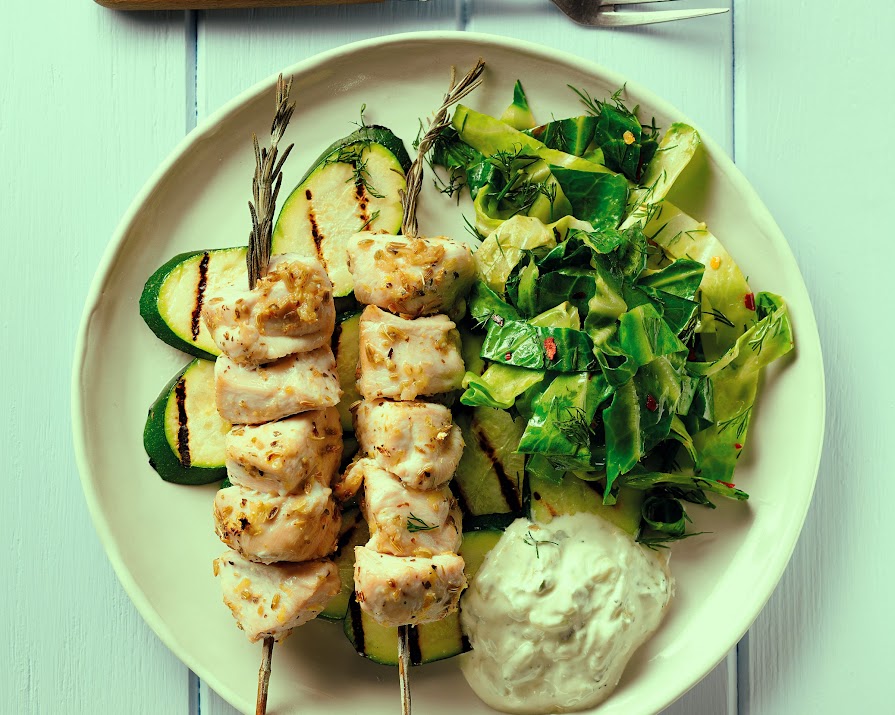 Healthy Dinner Sorted: Lemon Chicken Souvlaki With Greens