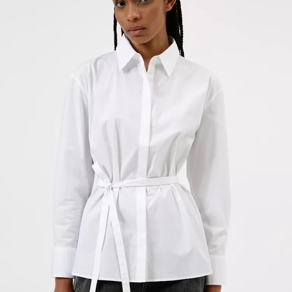 Oversized-Fit Belted Blouse In Stretch Cotton, €83.50
