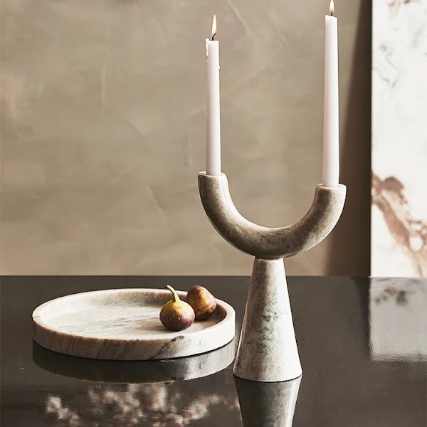 Marble sculptural candle holder, €75, Dwell by Eilish Rickard Interiors