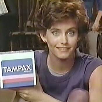 Courtney Cox in an 1985 ad for Tampax.