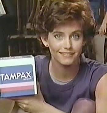 Courtney Cox in an 1985 ad for Tampax.