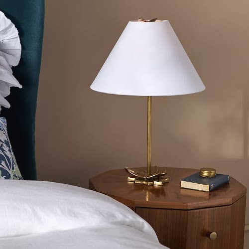 Melody Linen Shade Brass Table Lamp, €270