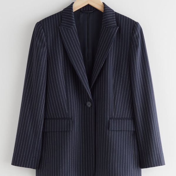 Single button blazer jacket blue pinstripe, €129