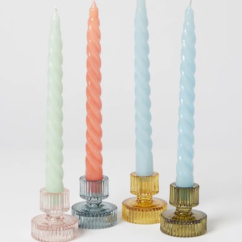 Oliver Bonas, Kyto Double Sided Glass Candlestick Holders Set of Four, €23.50