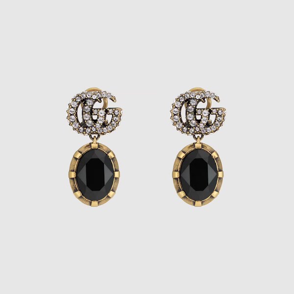 Double G Earrings With Black Crystals, €320, Gucci