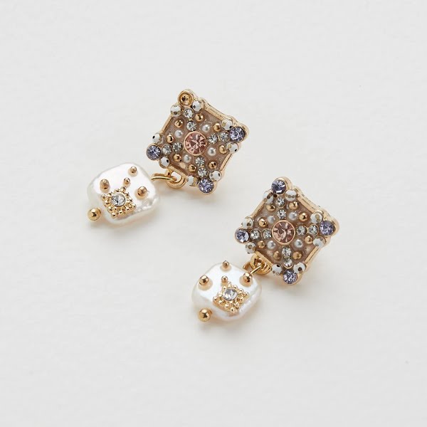 Lisboa Jewelled Pearl Drop Earrings, €14.50, Oliver Bonas