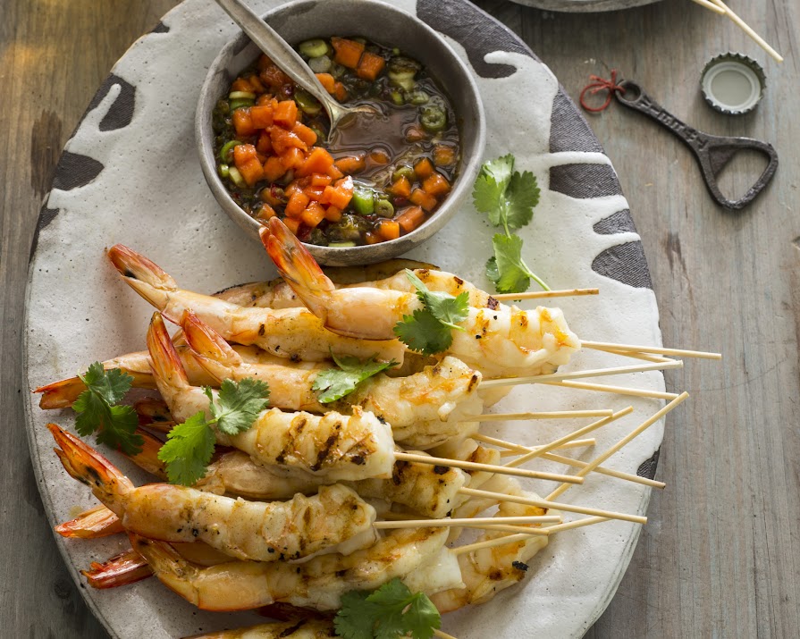 These skewered king prawns have a delicious little kick to them