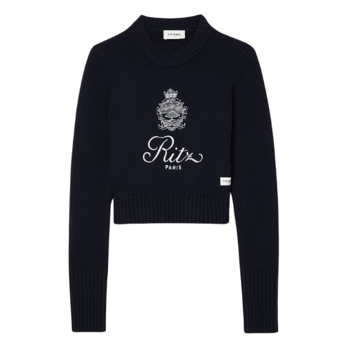 Net-a-Porter Frame + Ritz Paris Cropped Embroidered Cashmere Sweater, €585.17