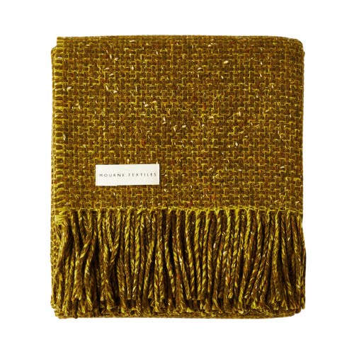 Mourne Textiles Mended Tweed Sofa Throw in Olive, €317