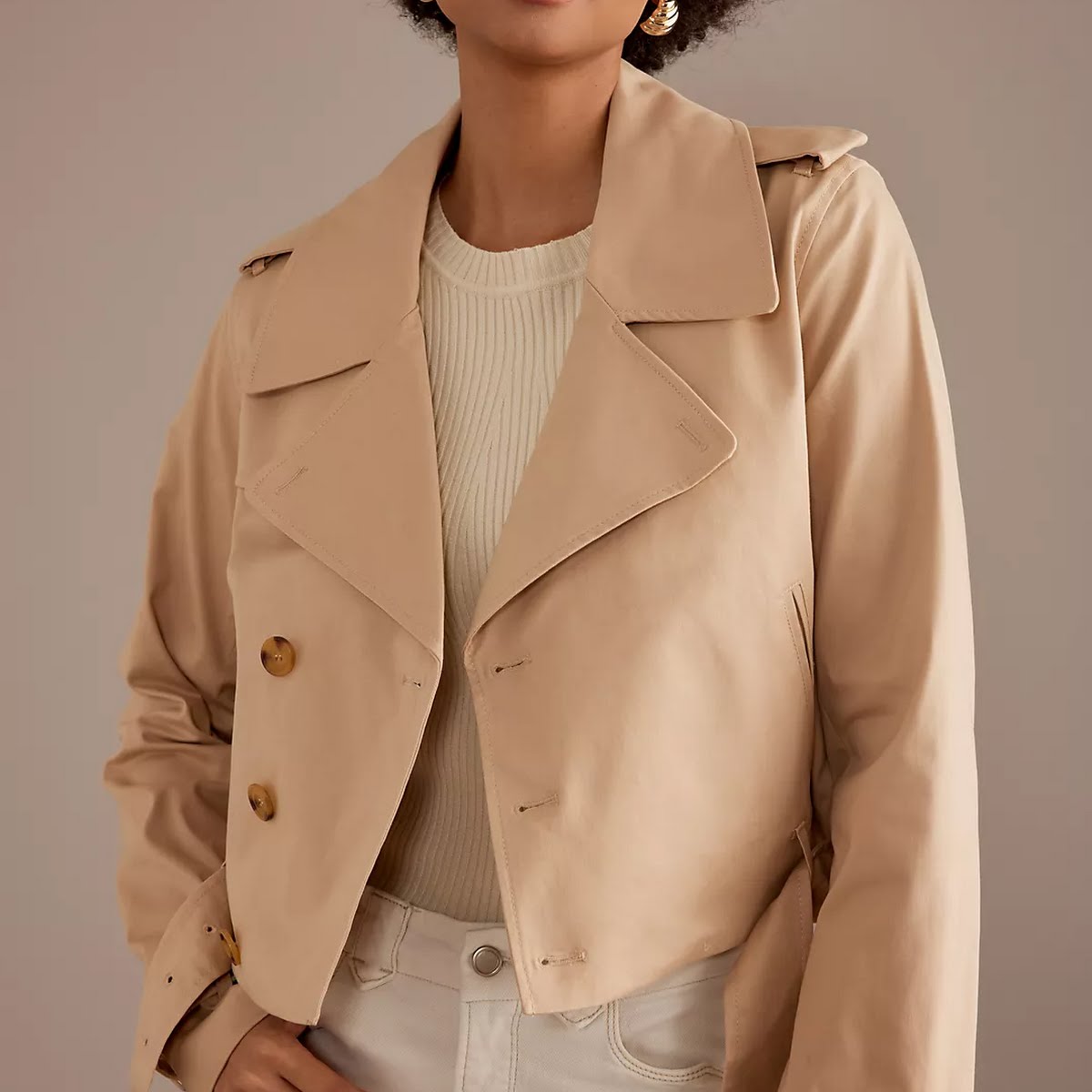 Anthropologie Good American Cropped Belted Trench Coat, €220
