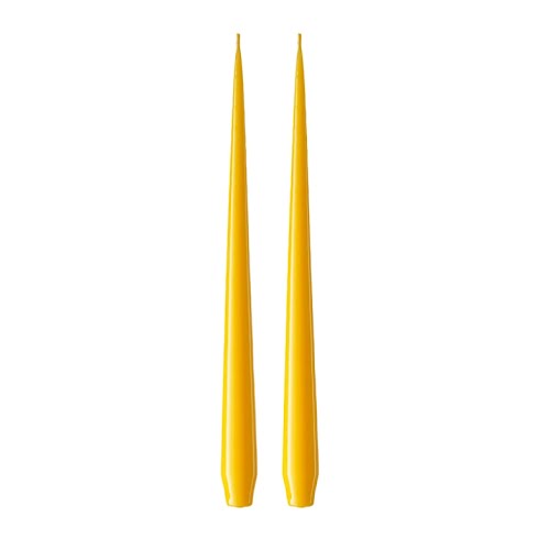 Set of 2 Tall slender lacquered taper candles, Egg Yolk, €13
