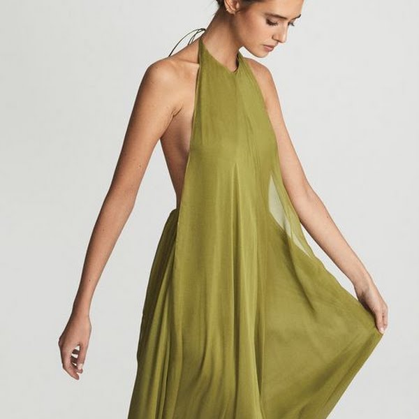 Jude Halter Neck Silk Maxi Dress Lime, €540, Reiss