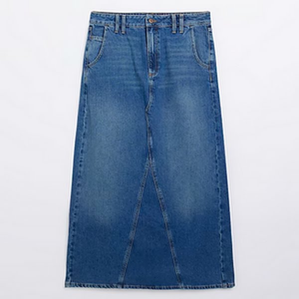 Blue Denim Seam Detail Maxi Skirt, €60, River Island