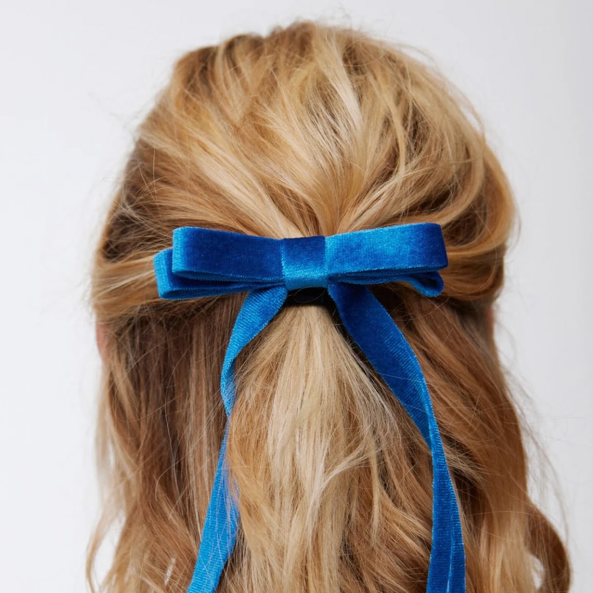 Stefanie Blue Velvet Bow Elastic Hair Tie, €19.50