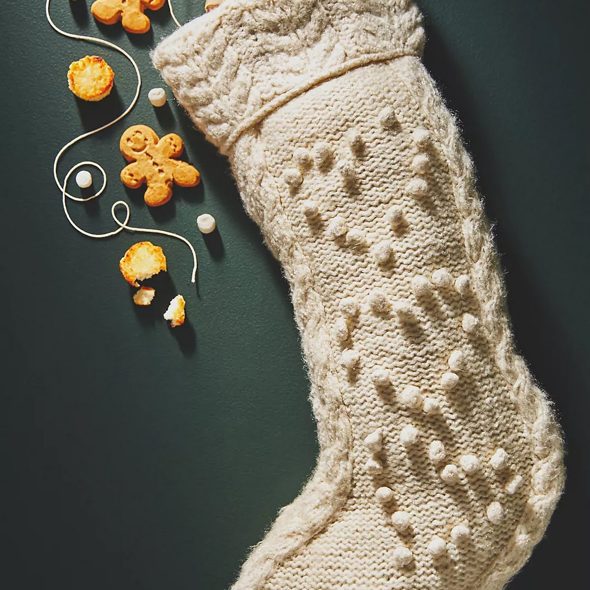 Anthropologie Knitted Hearts Christmas Stocking, €55