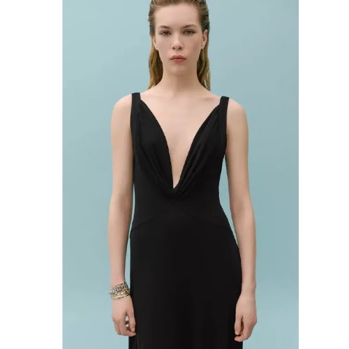 Knitted Dress With Draped Neckline, €180