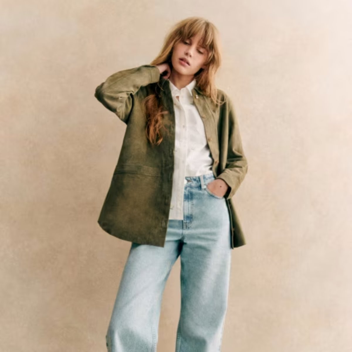 Will Jacket Suede Khaki, €230, Sezane