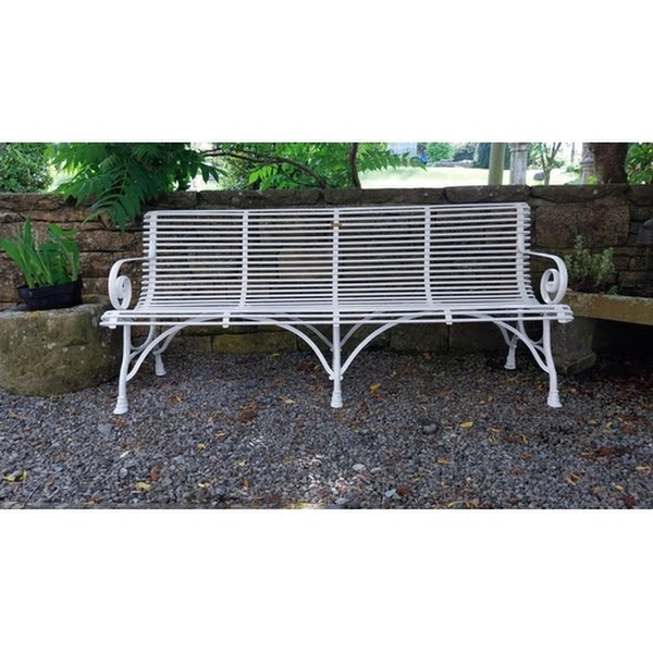 Hand forged wrought iron Arras style four seater garden bench, estimate €800 - €1,600