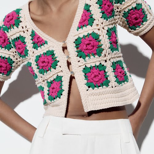 Crochet Knit Cropped Cardigan, €45.95, Zara