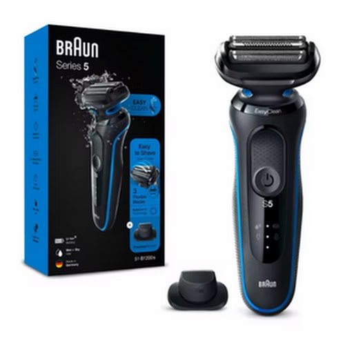 Braun Series 5 50-B1200s Electric Shaver for Men with Precision Trimmer, Black/Blue, €84.99 Boots