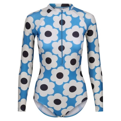 Orla Kiely Long Sleeve Swimsuit | Blue Sixties Daisy, €73, Regatta