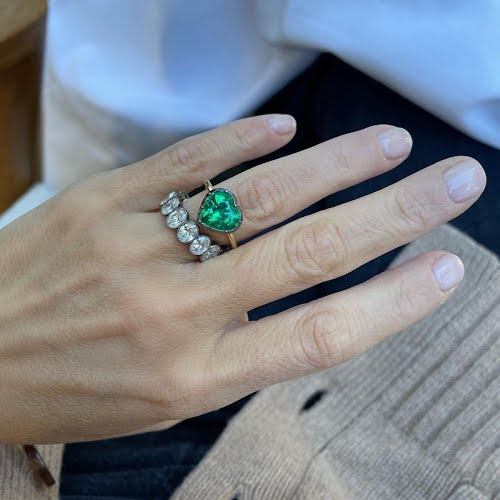 .35ct Heart-Shaped Emerald Button Back Ring, €28,540, Jessica McCormack