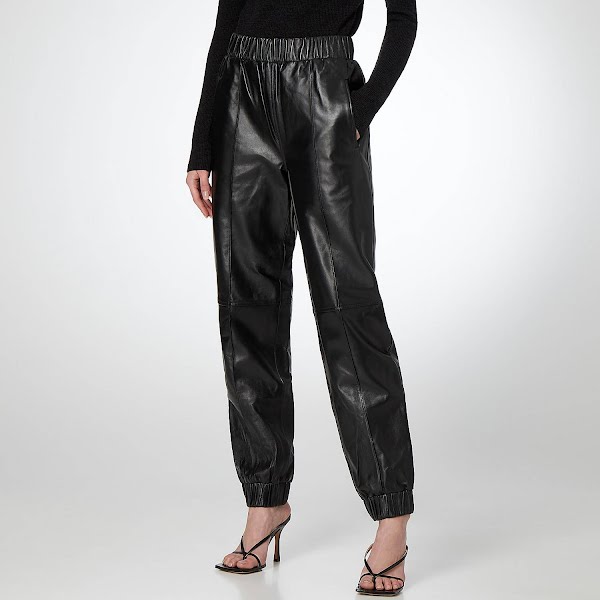 Ganni leather trousers, €475, Brown Thomas