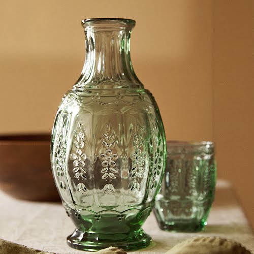 Glass bottle with floral relief, €19.99, Zara Home