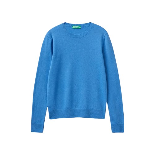 Blue Crew Neck Sweater in Merino Wool, €59.95, Benetton