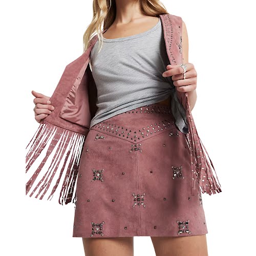 River Island Pink Suede Mini Skirt, €95