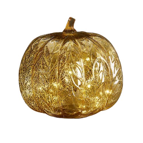 Large Glass Light Up Pumpkin Decoration, 240
