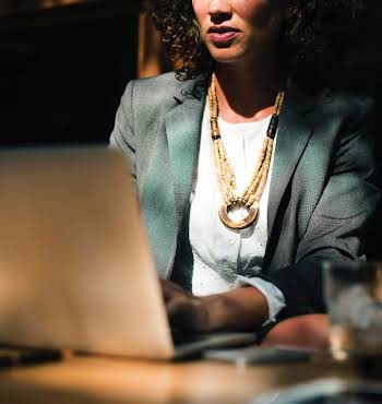 business woman working on laptop