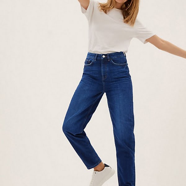 Mom High Waisted Jeans With Recycled Cotton, €57, M&S