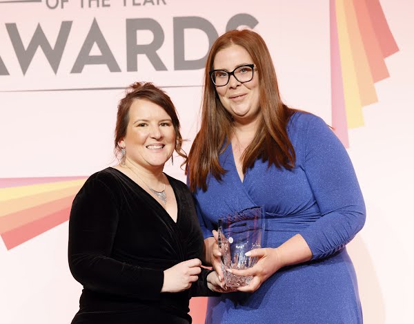 Aisling Ryan CEO Ryans Cleaning, winner of the Family Businesswoman category of the IMAGE PwC Businesswoman of the Year 2023 Awards with sponsor Seonadh Johnson, Director, Private Wealth Management, Key Capital. Photograph: Kieran Harnett