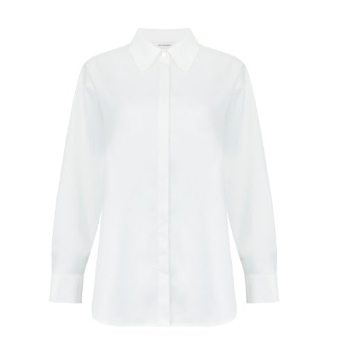 Satin Collared Long Sleeve Shirt in Ivory, €40