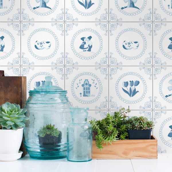 Dutch Tile Stickers x24, from €13.25, Moonwall Stickers