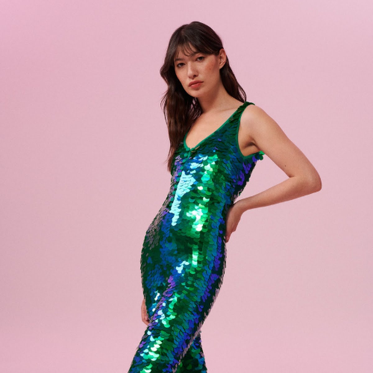 Electra Sequin Jumpsuit in Emerald, €320