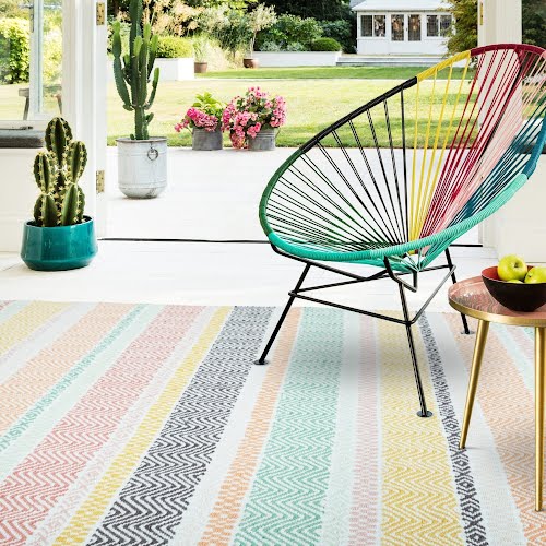Boardwalk Pastel Stripe Multi Colour Eco Friendly Indoor/Outdoor Rug, price on request