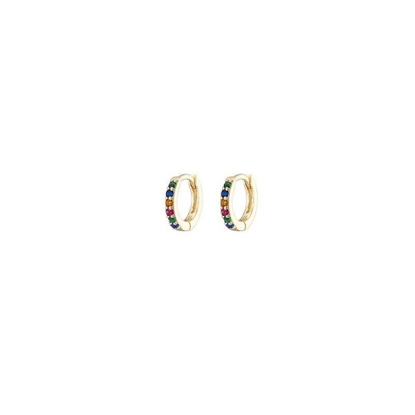 Gold rainbow mini huggie earrings, €35, Mary K, €